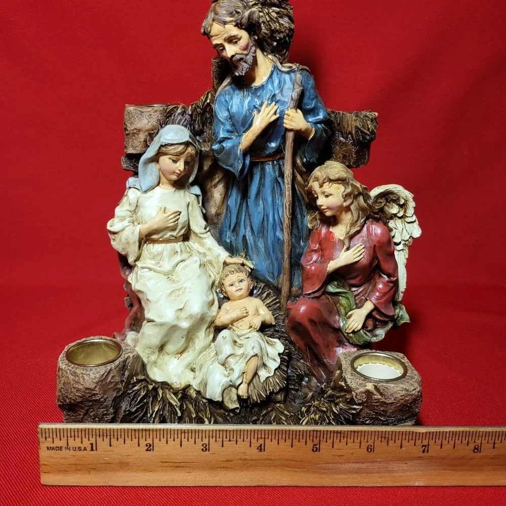 Nativity 5 Candle Holder Christmas Centerpiece Decor